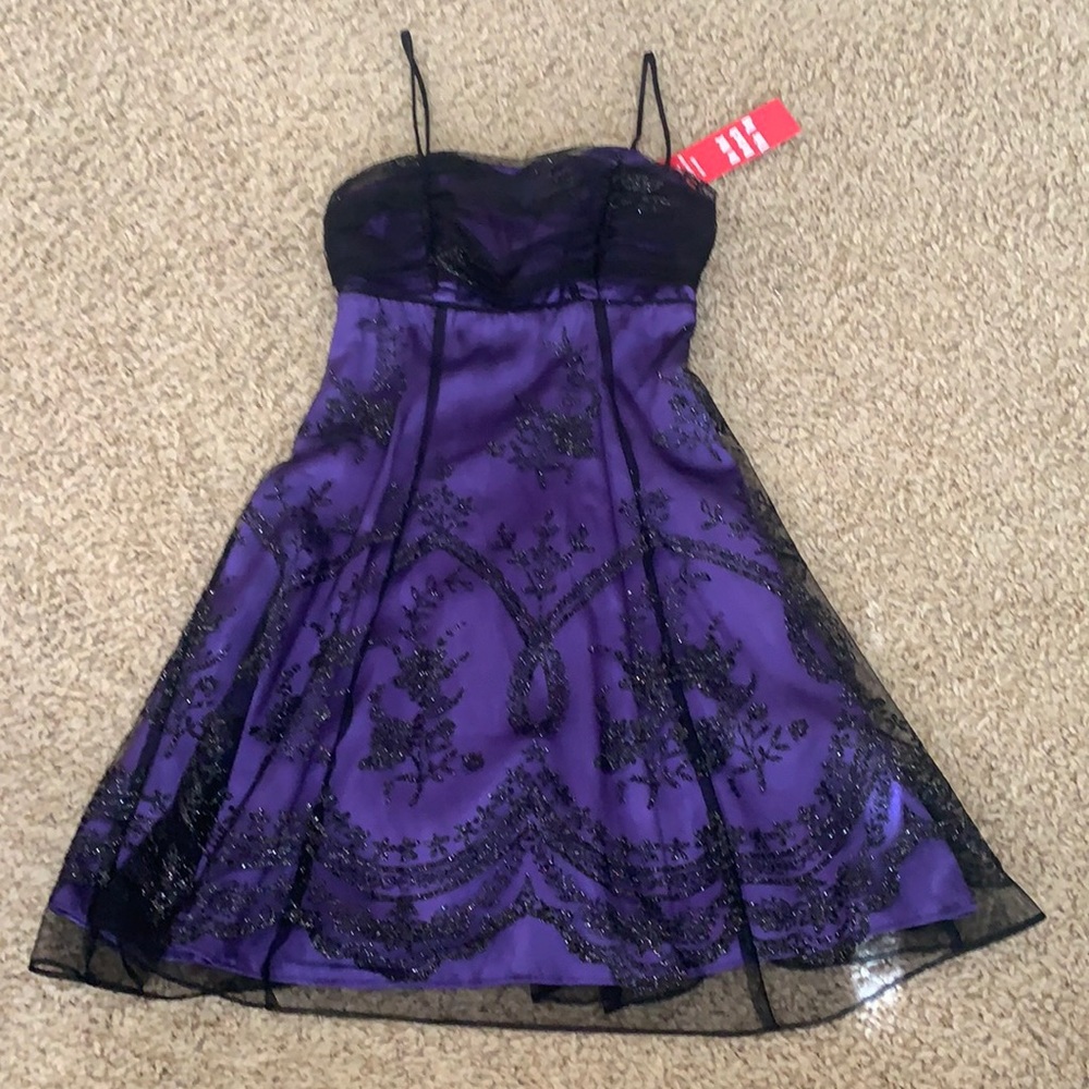 Never worn purple&black tie dress